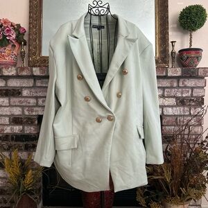 NWT Attitude Unknown Women’s  Sage Green Double Breasted Blazer With Relax Fit
